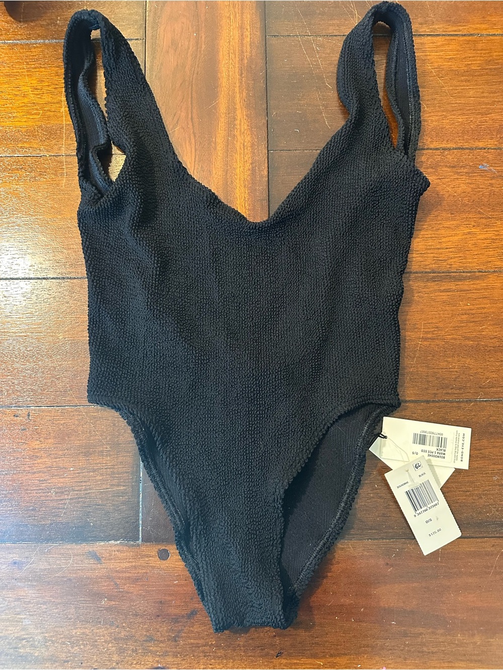 Bond-Eye Black Textured One-Piece Swimsuit NWT